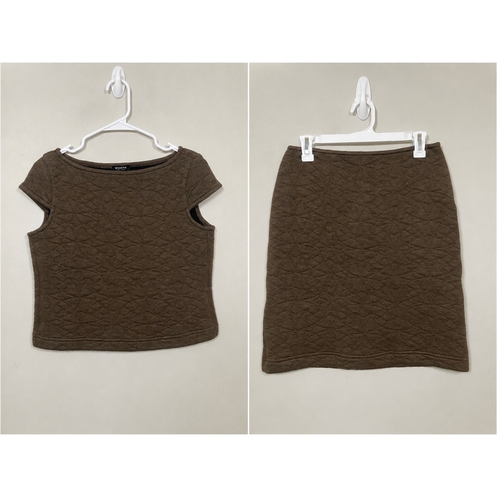 Worth New York Quilted Cap Sleeve‎ Top and Pencil Skirt Set Size 2/4 Career Chic